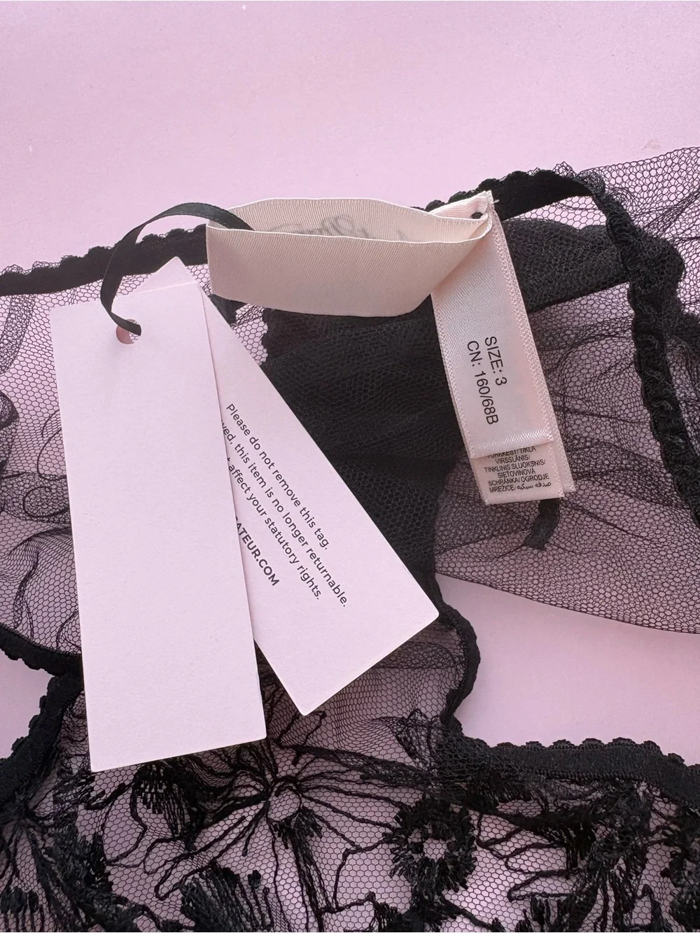 Agent Provocateur Black Sheer Floral Lace Bra & Brief Set 32C